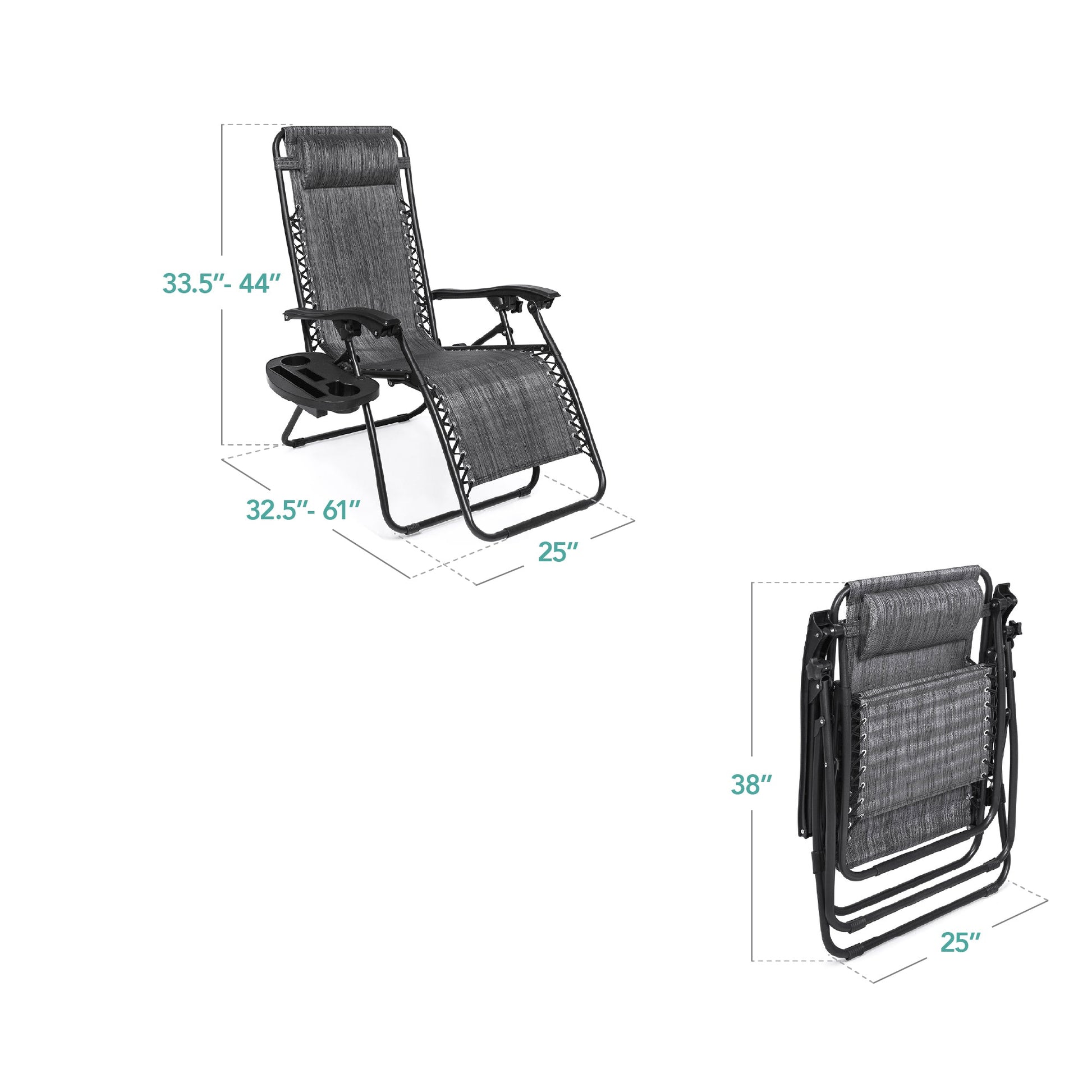 Set of 2 Adjustable Zero Gravity Patio Chair Recliners w/ Cup Holders