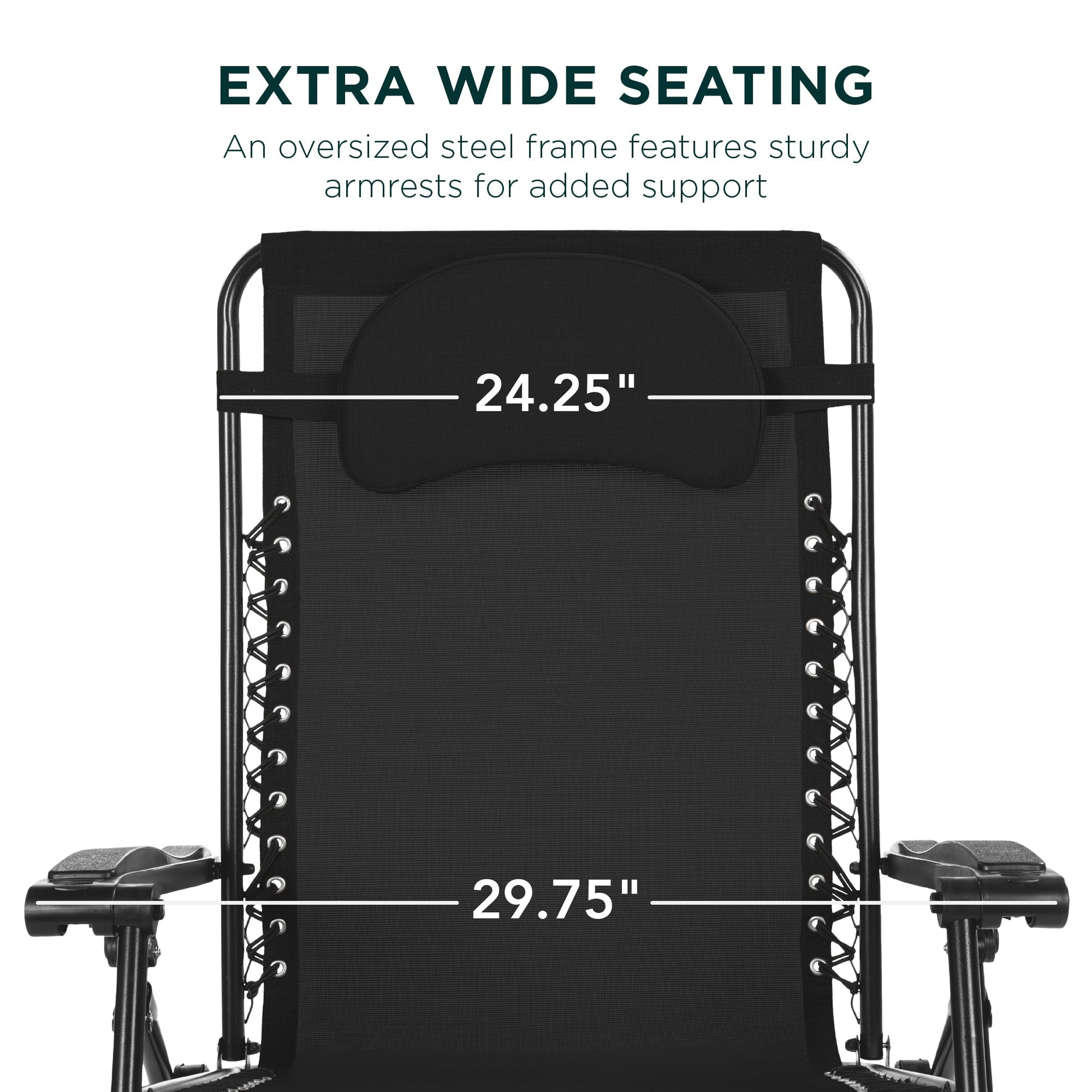 Oversized Reclining Zero Gravity Chair Lounger w/ Cup Holder, Pillow