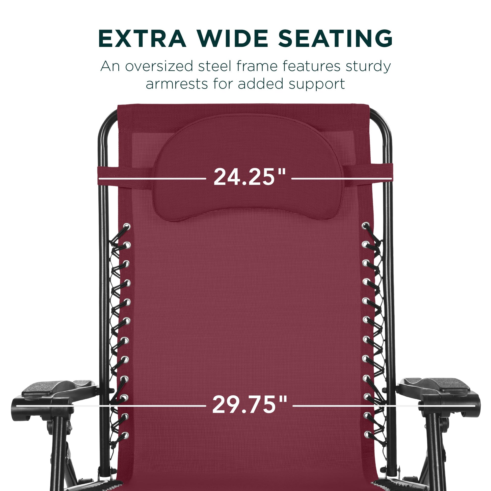 Oversized Reclining Zero Gravity Chair Lounger w/ Cup Holder, Pillow