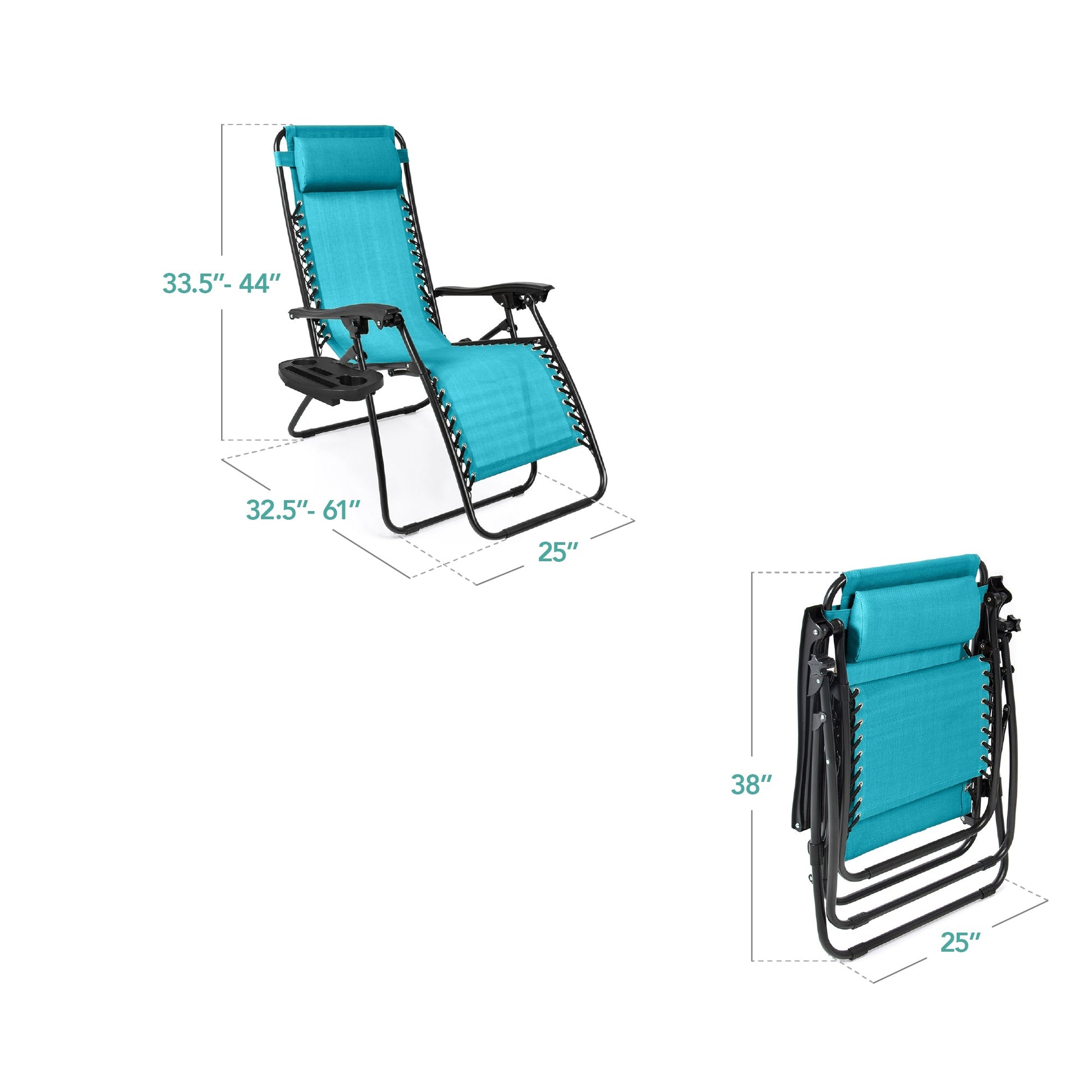 Set of 2 Adjustable Zero Gravity Patio Chair Recliners w/ Cup Holders
