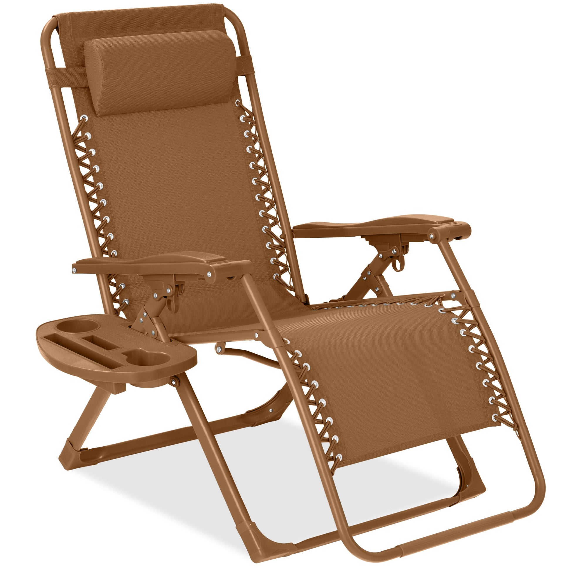 Monochromatic Zero Gravity Patio Chair Recliner w/ Side Tray, Headrest