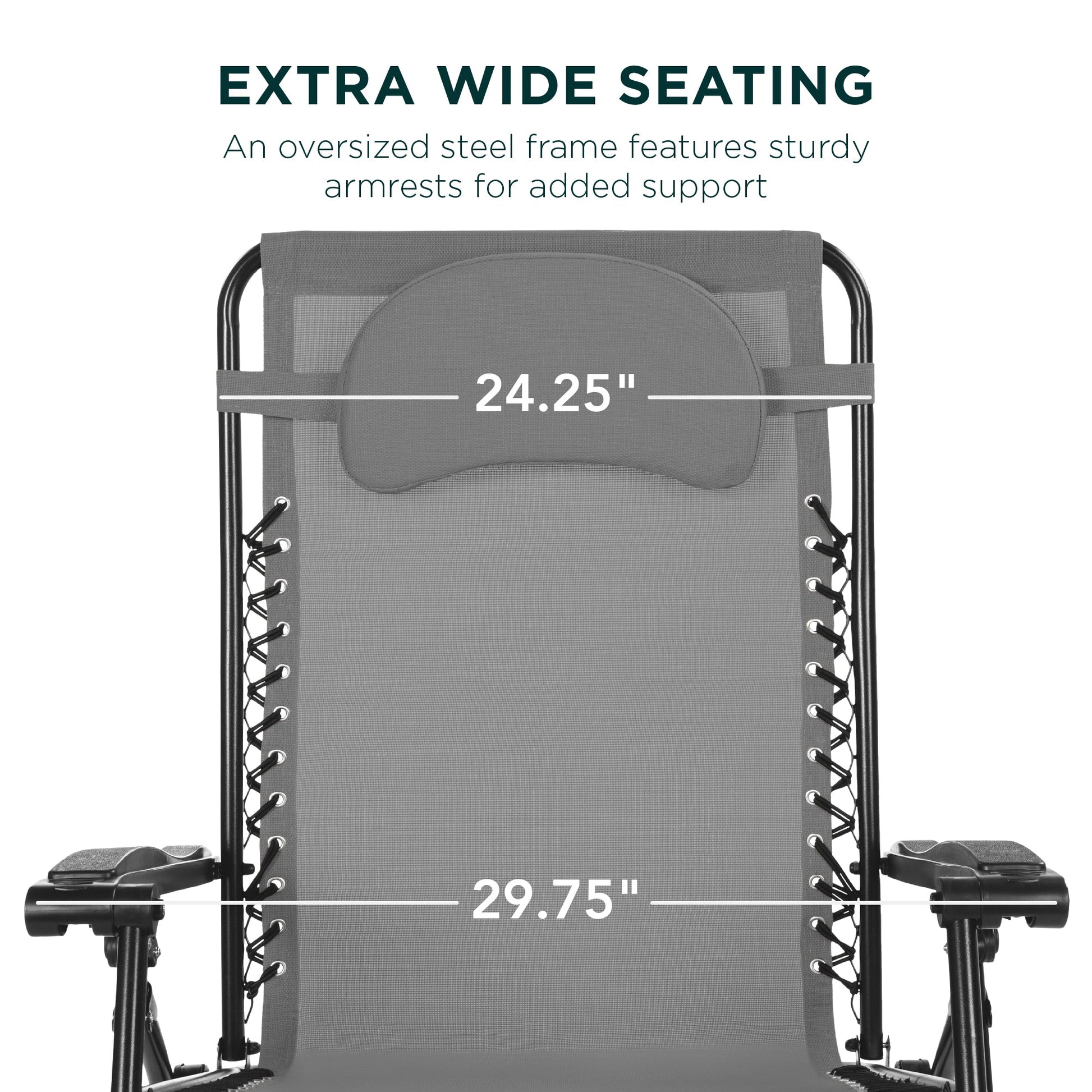 Oversized Reclining Zero Gravity Chair Lounger w/ Cup Holder, Pillow