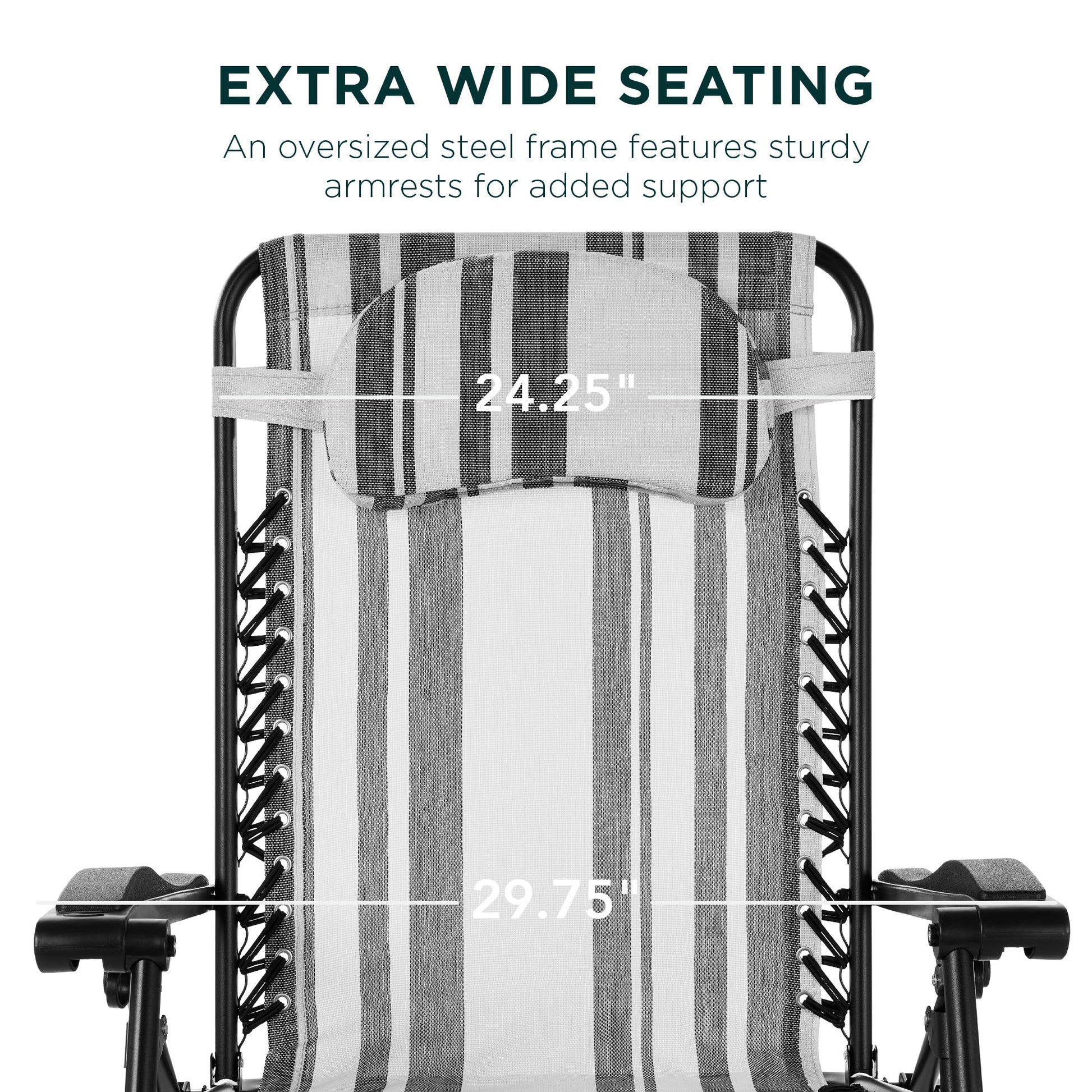 Oversized Reclining Zero Gravity Chair Lounger w/ Cup Holder, Pillow
