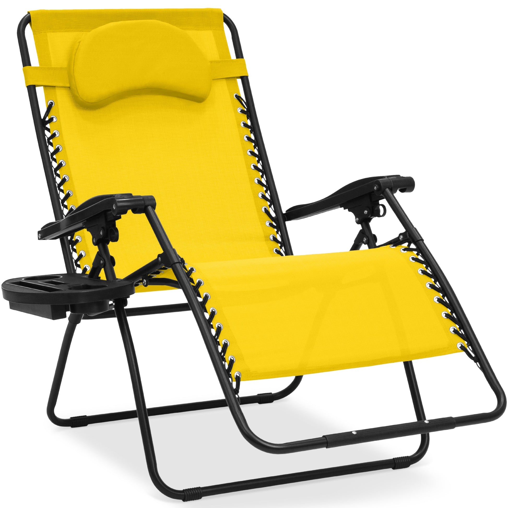 Oversized Reclining Zero Gravity Chair Lounger w/ Cup Holder, Pillow