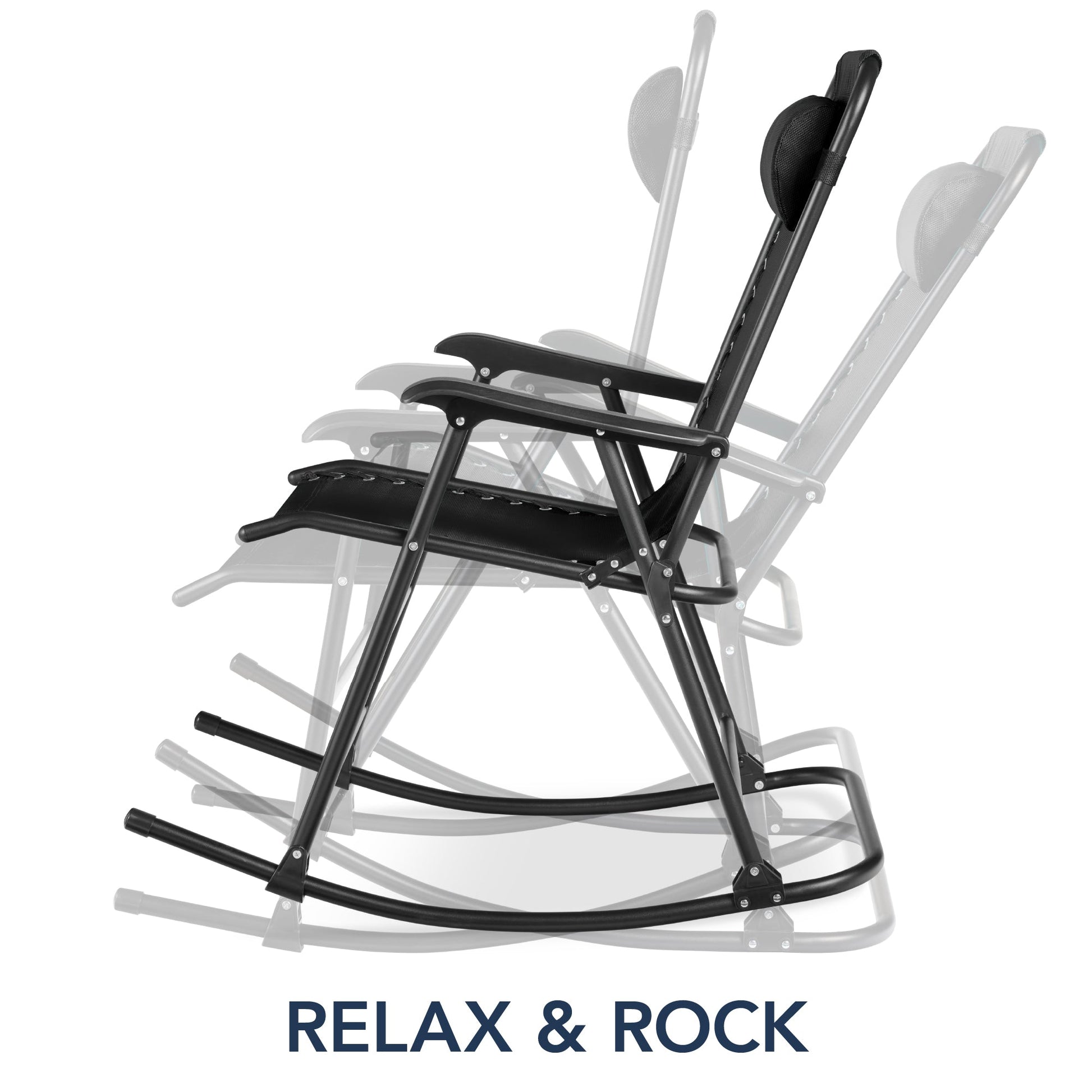 Folding Outdoor Zero Gravity Rocking Lounge Chair w/ Headrest Pillow