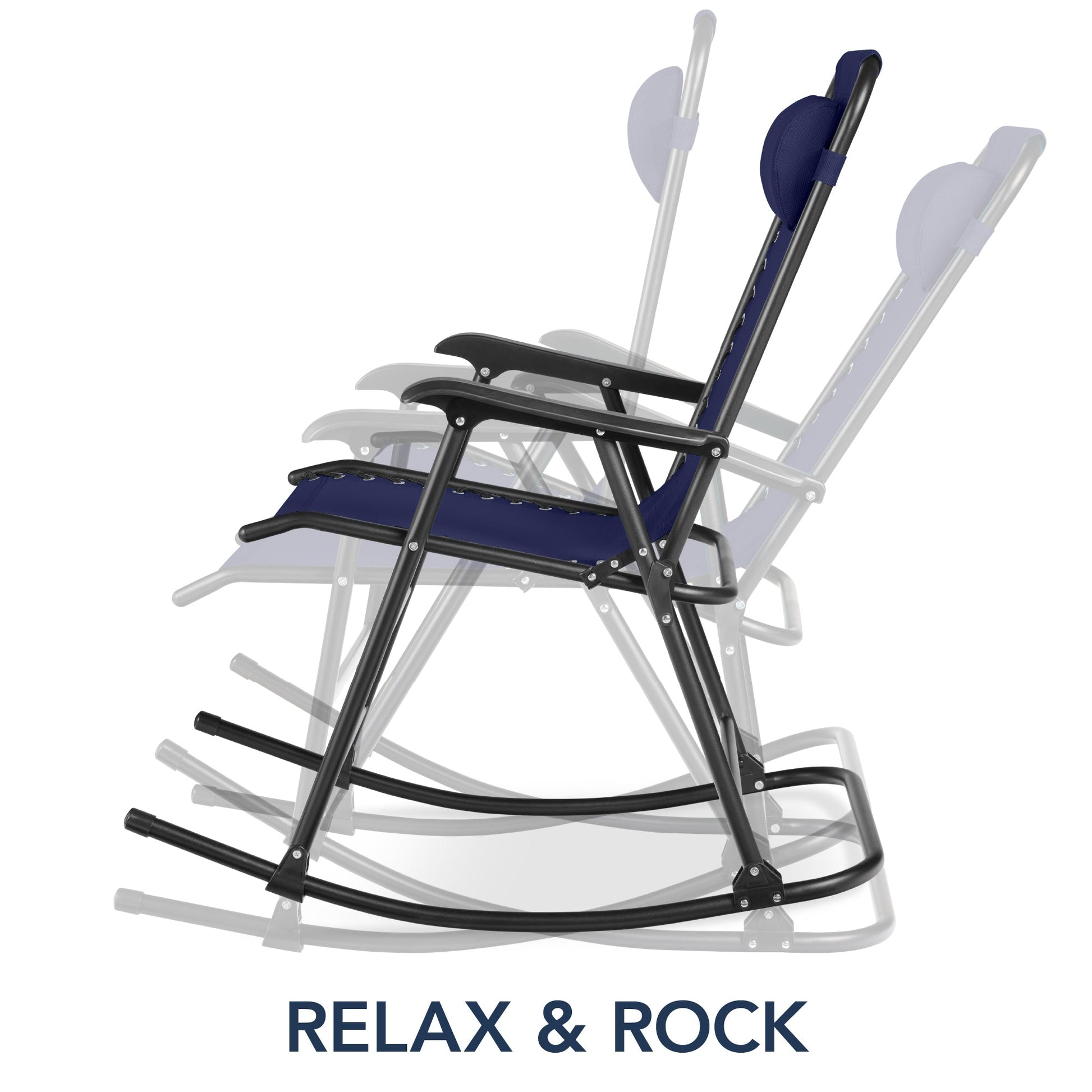Folding Outdoor Zero Gravity Rocking Lounge Chair w/ Headrest Pillow