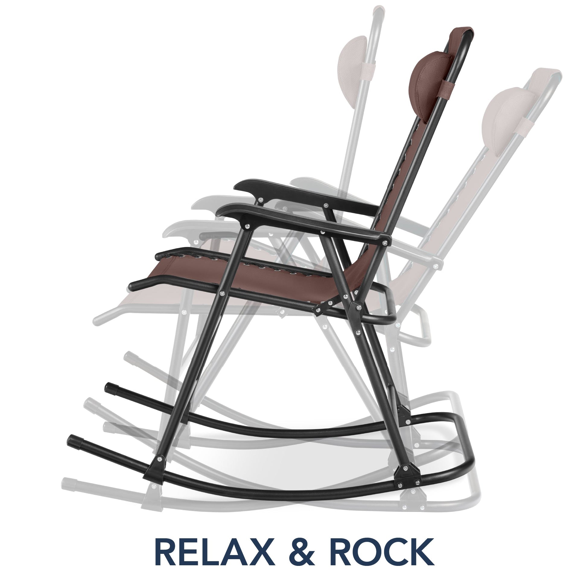 Folding Outdoor Zero Gravity Rocking Lounge Chair w/ Headrest Pillow