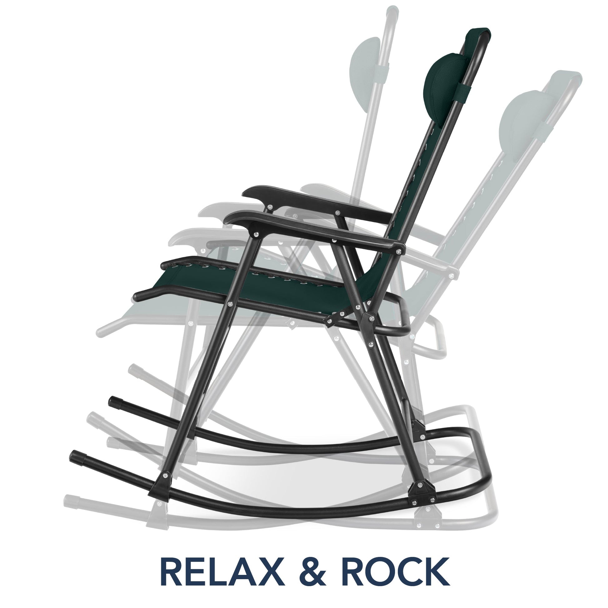 Folding Outdoor Zero Gravity Rocking Lounge Chair w/ Headrest Pillow