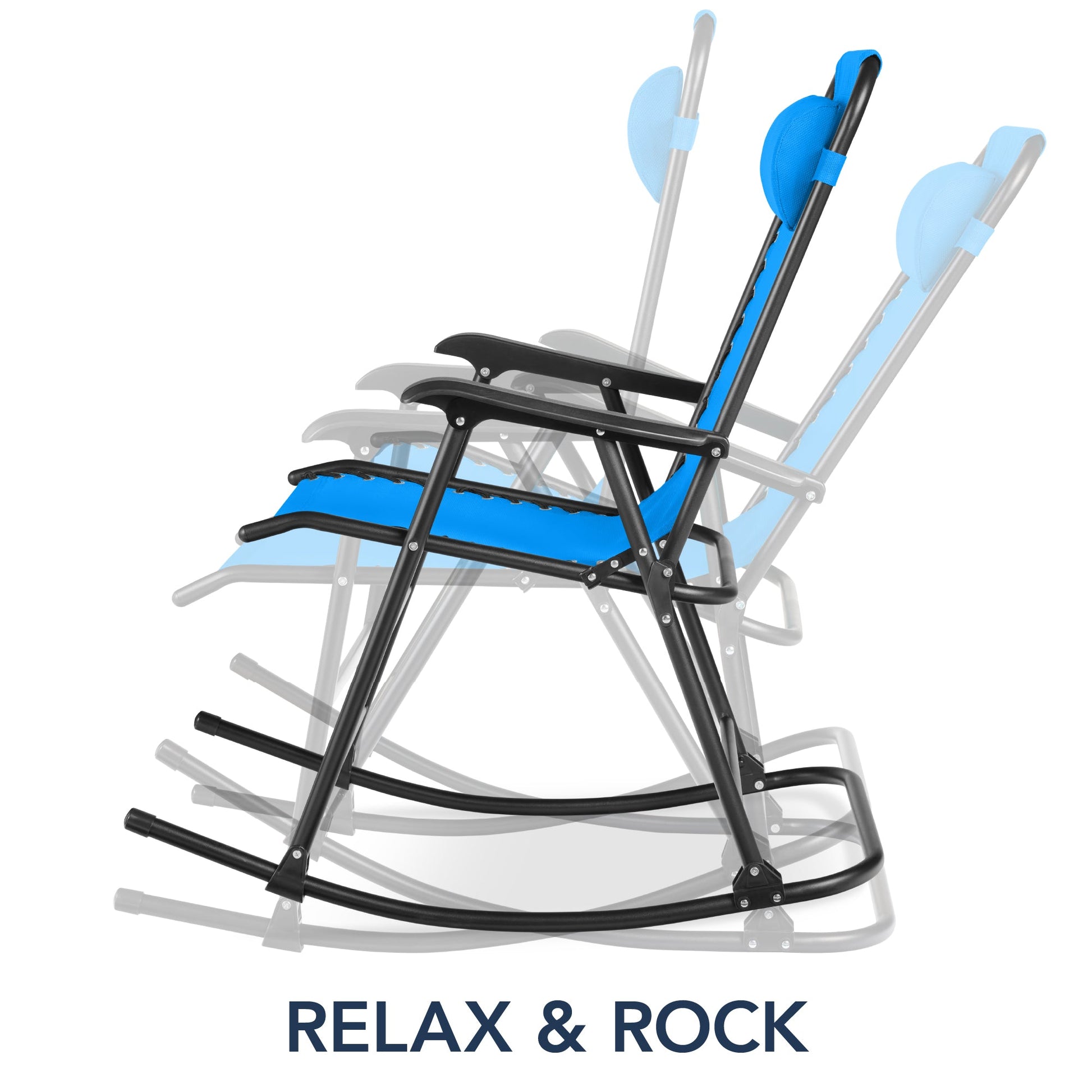 Folding Outdoor Zero Gravity Rocking Lounge Chair w/ Headrest Pillow