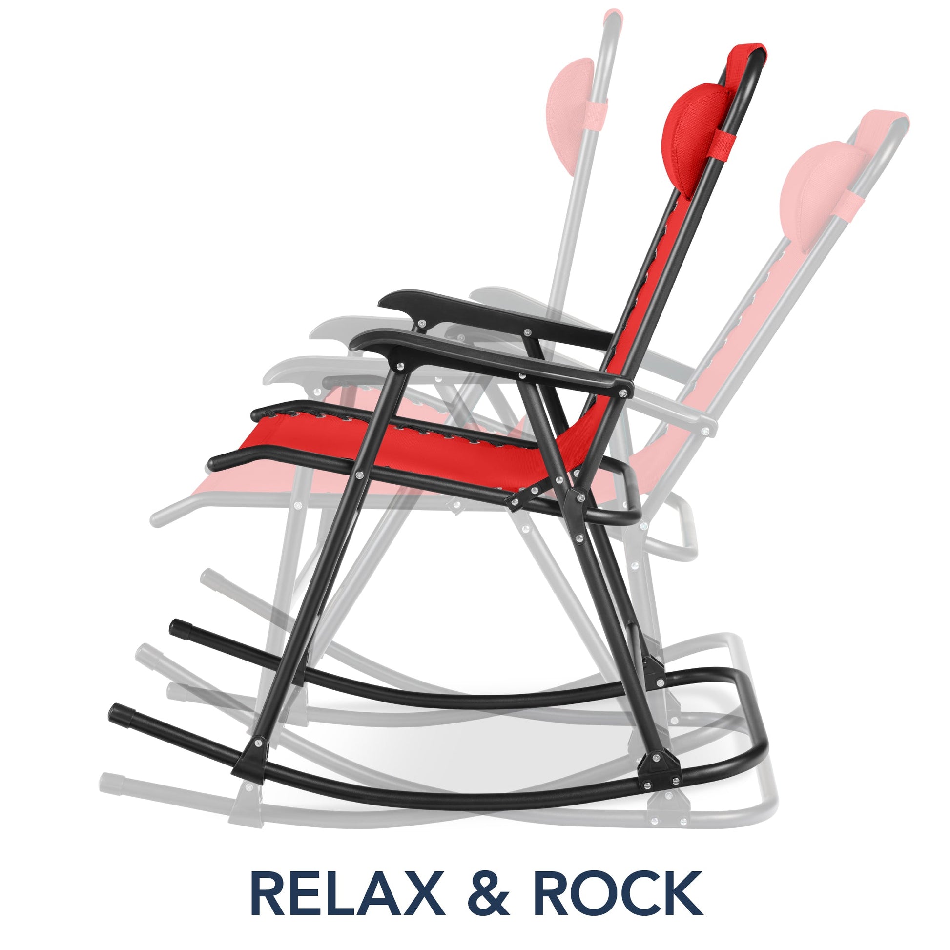 Folding Outdoor Zero Gravity Rocking Lounge Chair w/ Headrest Pillow