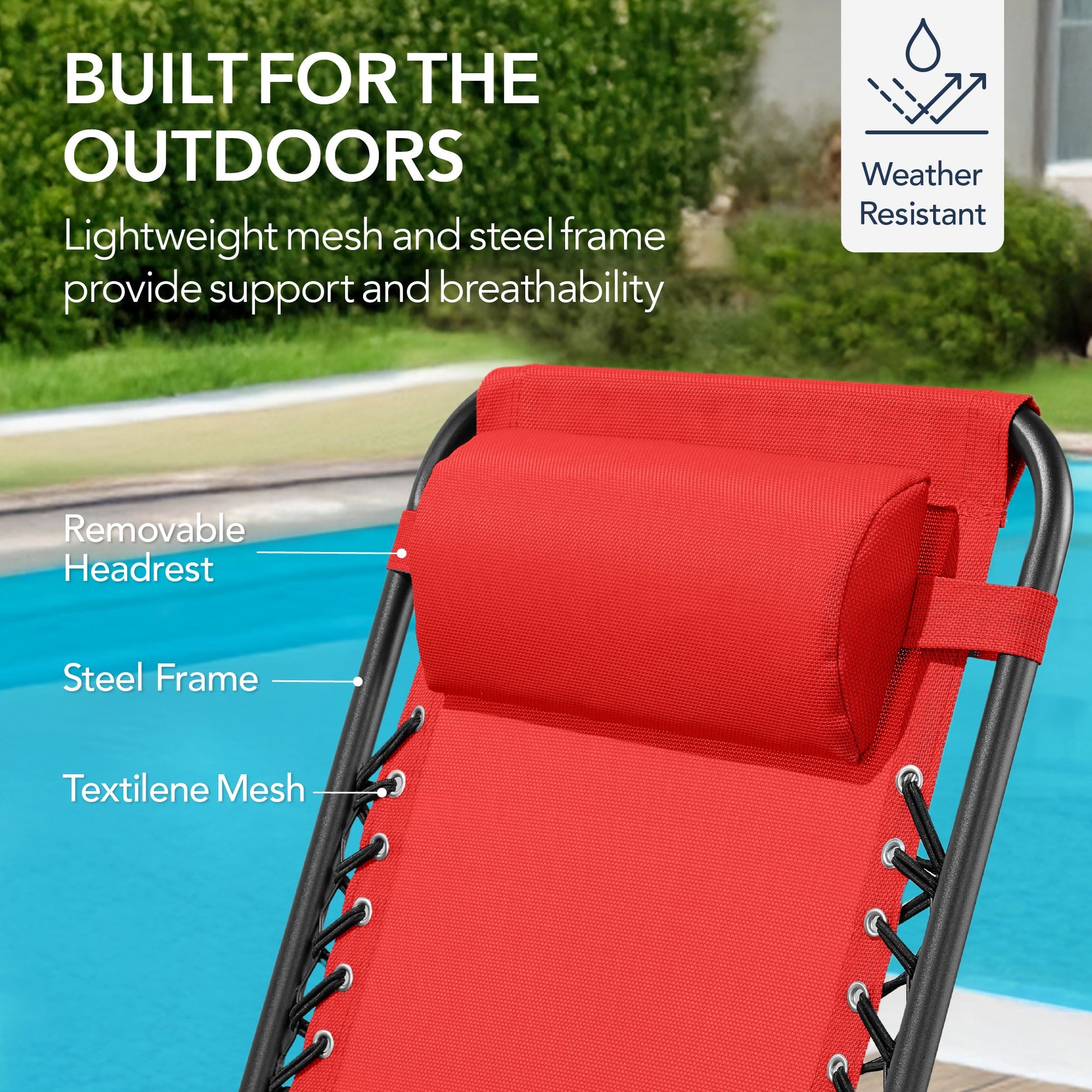 Folding Outdoor Zero Gravity Rocking Lounge Chair w/ Headrest Pillow
