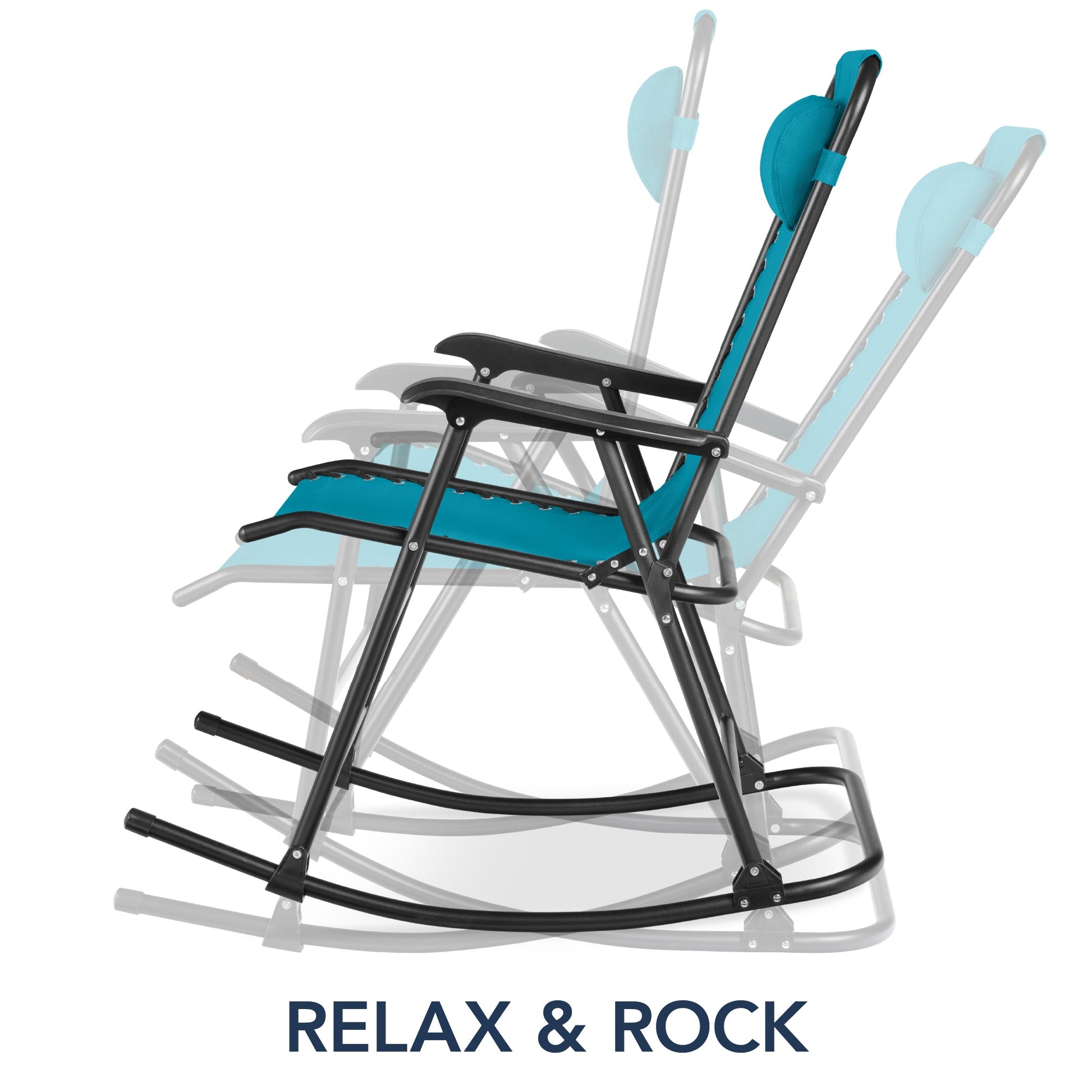 Folding Outdoor Zero Gravity Rocking Lounge Chair w/ Headrest Pillow