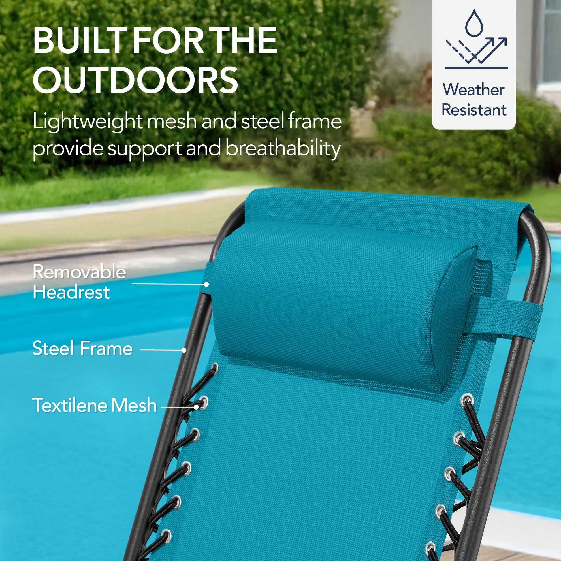 Folding Outdoor Zero Gravity Rocking Lounge Chair w/ Headrest Pillow