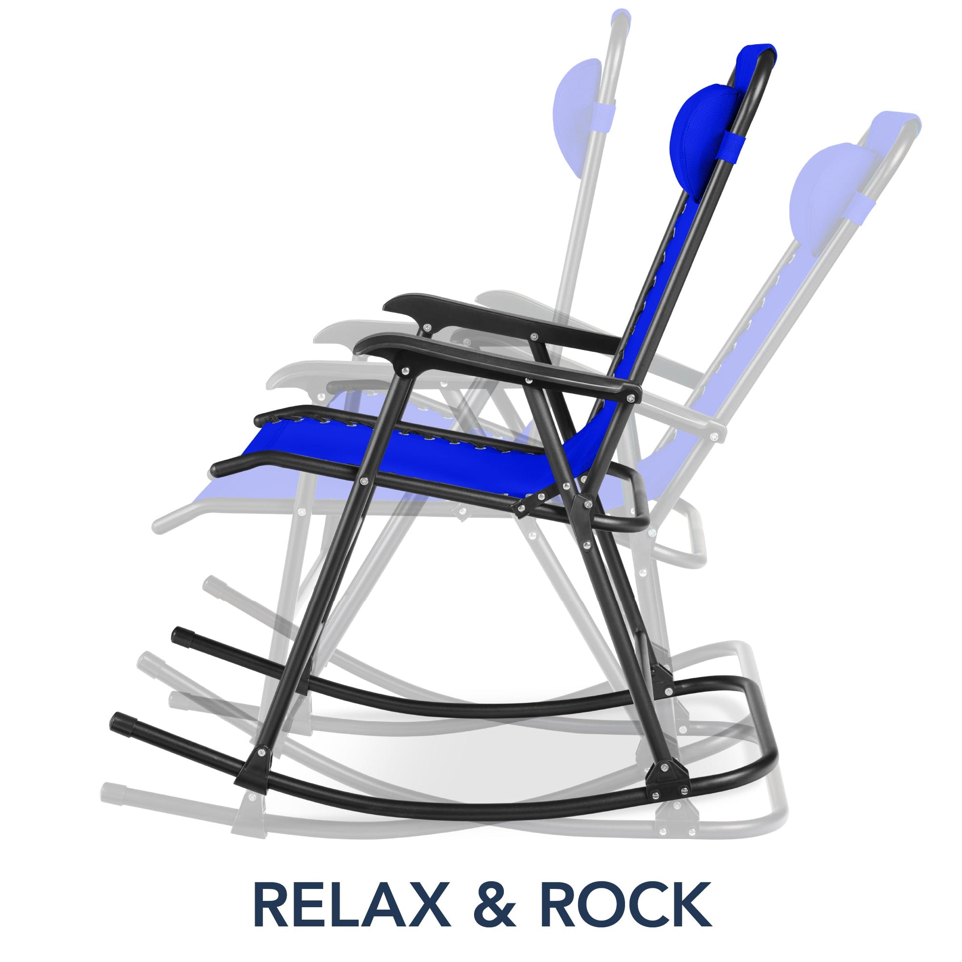 Folding Outdoor Zero Gravity Rocking Lounge Chair w/ Headrest Pillow