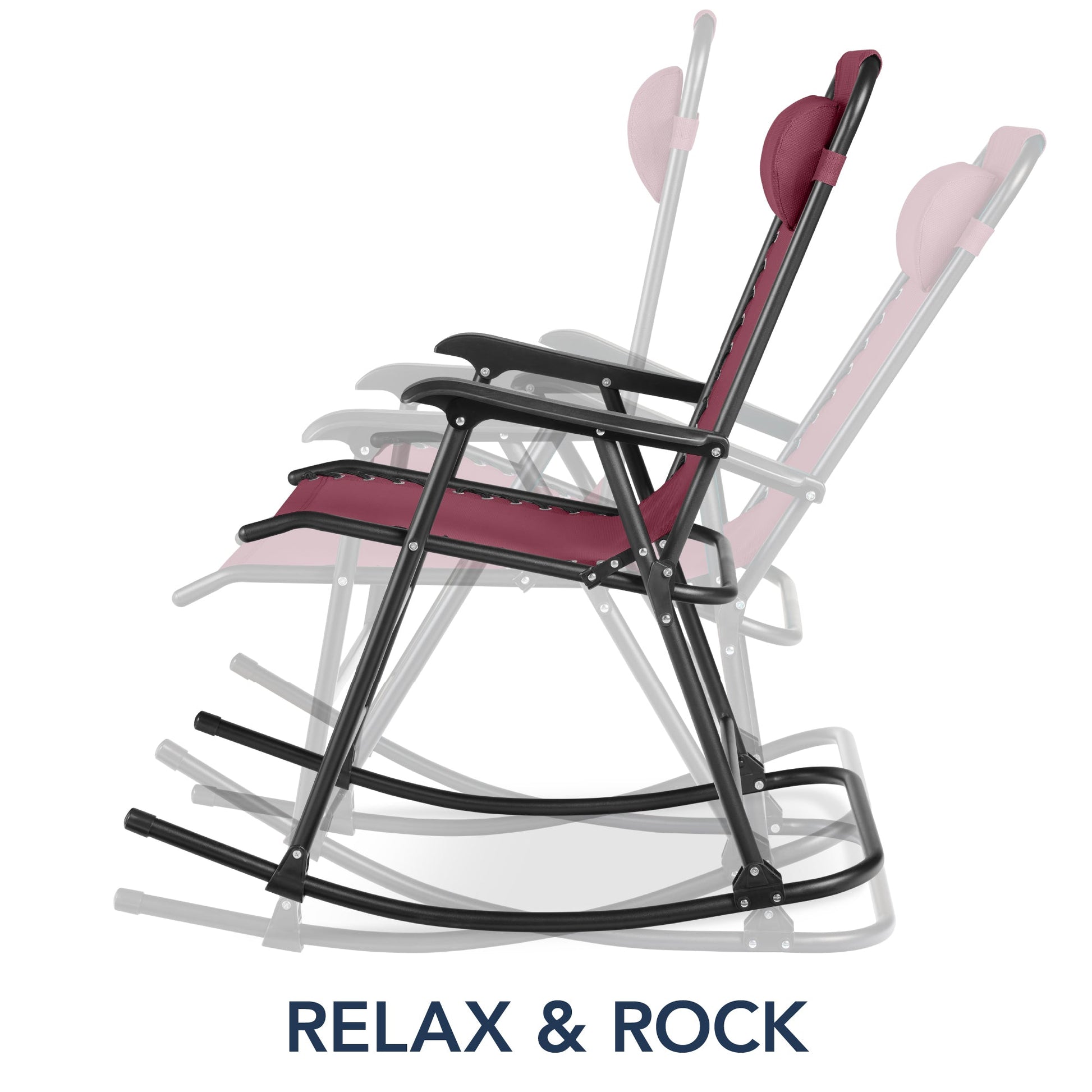 Folding Outdoor Zero Gravity Rocking Lounge Chair w/ Headrest Pillow