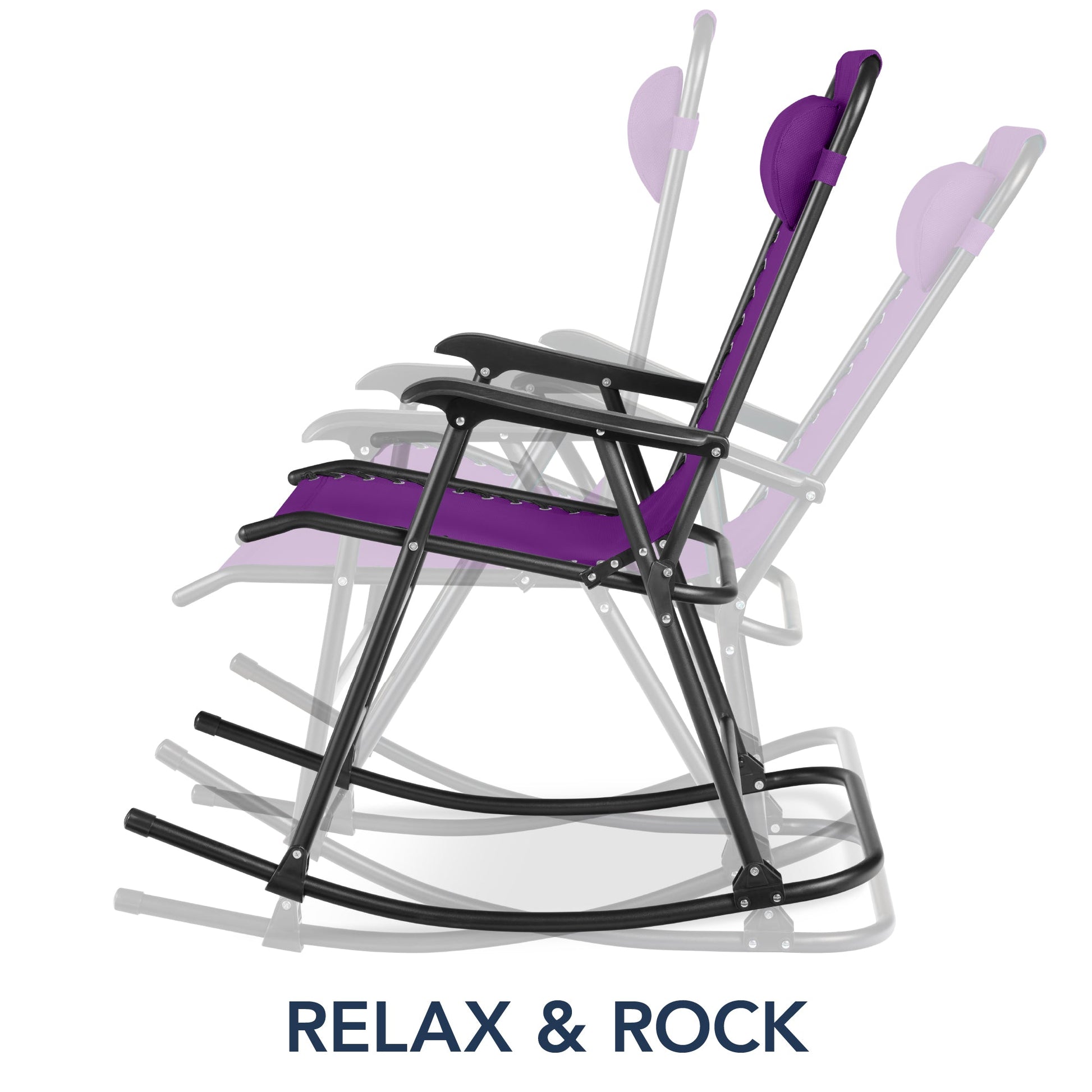 Folding Outdoor Zero Gravity Rocking Lounge Chair w/ Headrest Pillow