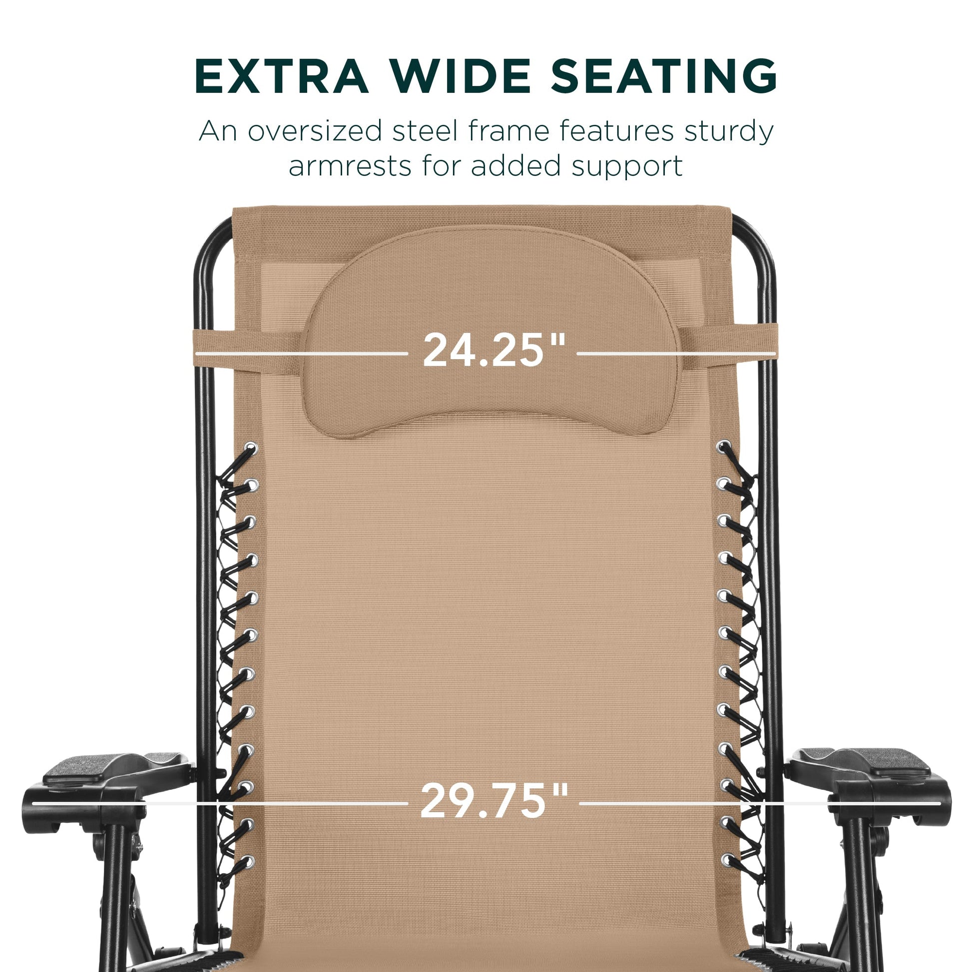 Oversized Reclining Zero Gravity Chair Lounger w/ Cup Holder, Pillow