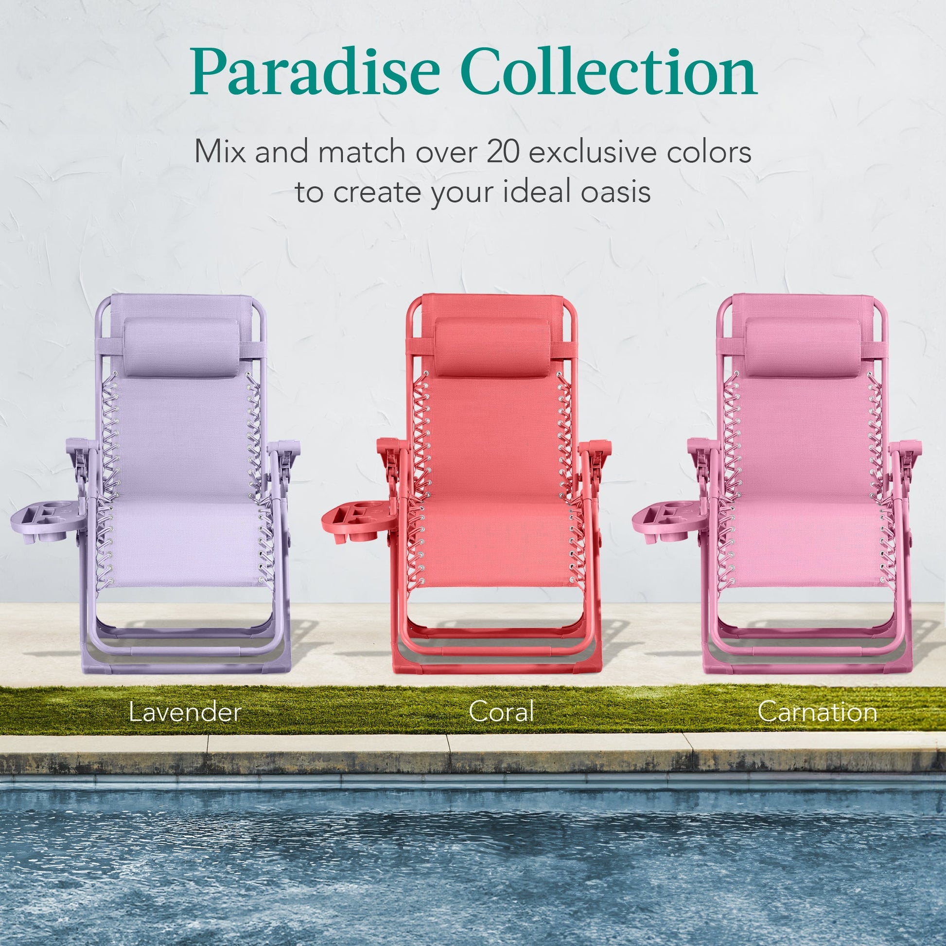 Monochromatic Zero Gravity Patio Chair Recliner w/ Side Tray, Headrest