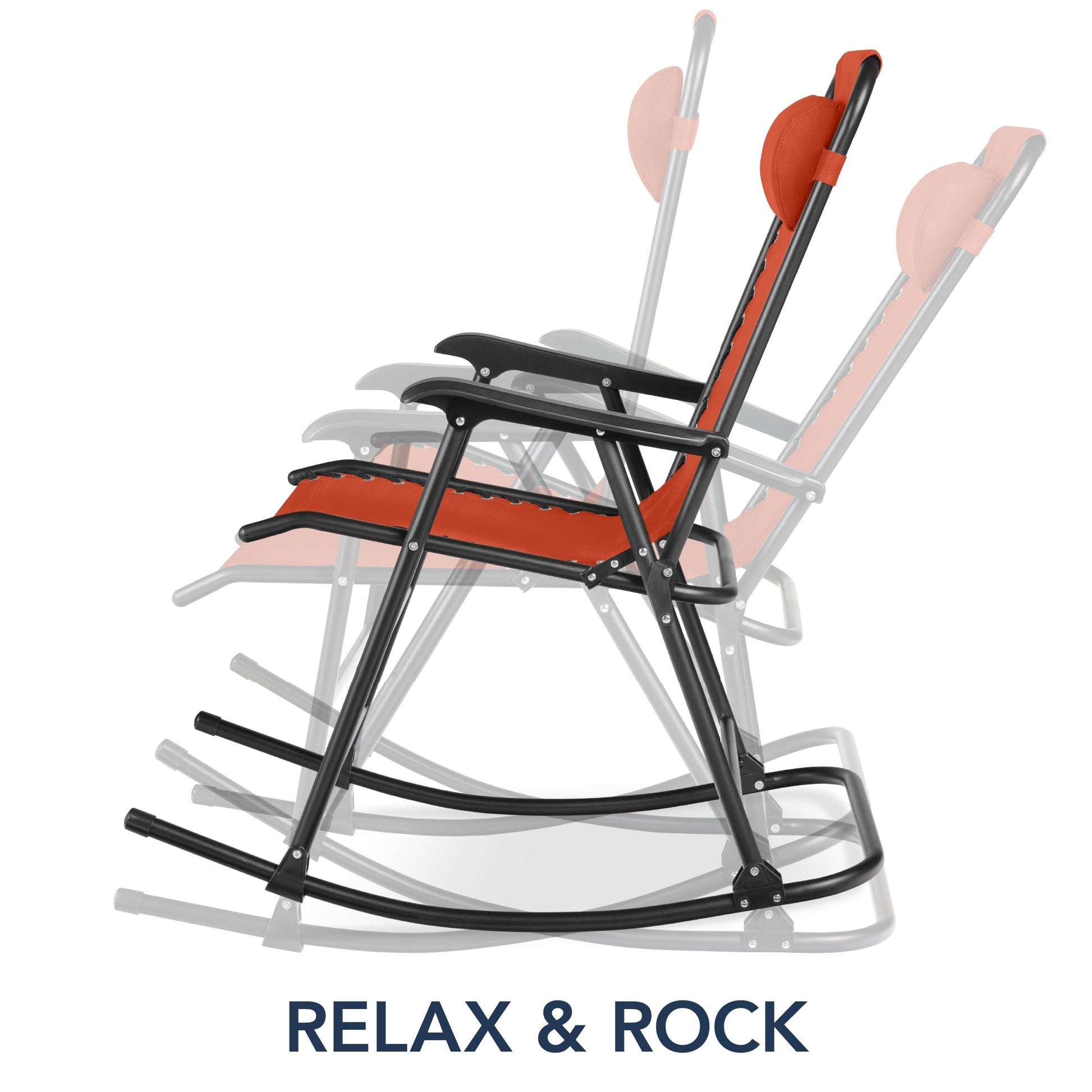 Folding Outdoor Zero Gravity Rocking Lounge Chair w/ Headrest Pillow